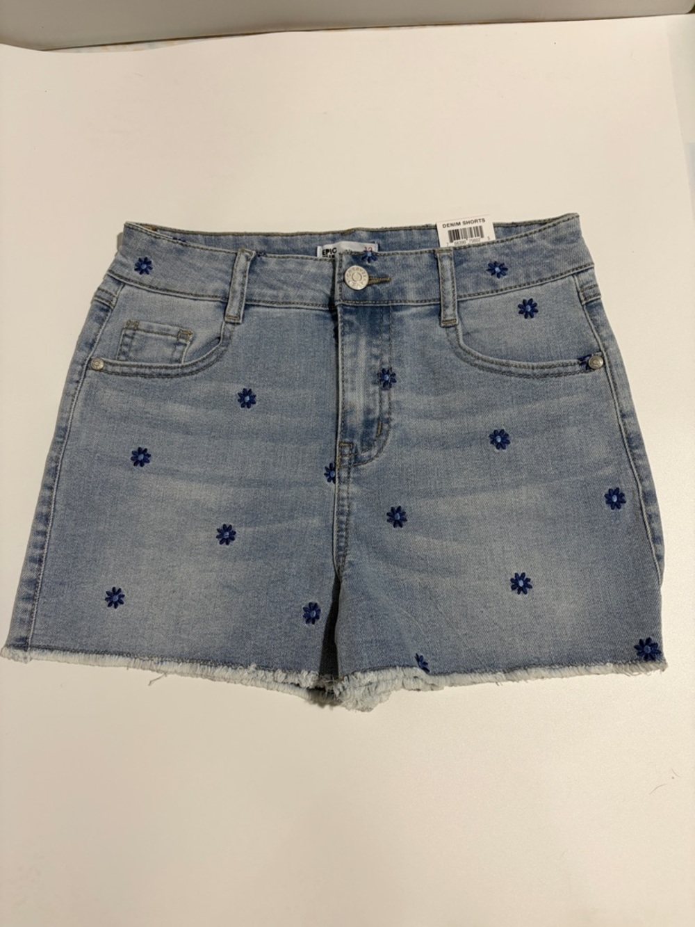 Epic Threads Light‎ Blue Denim Shorts with Blue Floral Accents